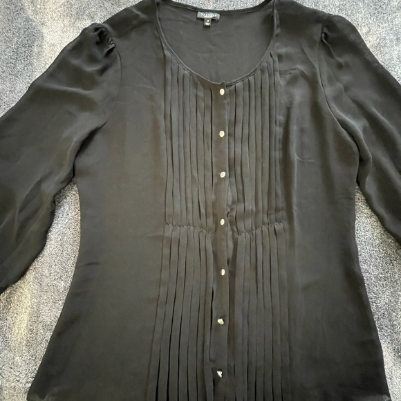 Tops - Talbots Long Sleeve Black Chiffon Blouse See Description Please Size 14